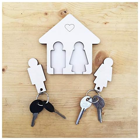 LAC Wooden Couples Key Holder | His and Hers Gifts Christmas Gifts for Couples Keychain | Valentine's Gifts for Her House Warming Gifts New Home Keyring | Decorative Home Accessories Engagement Gifts Cover
