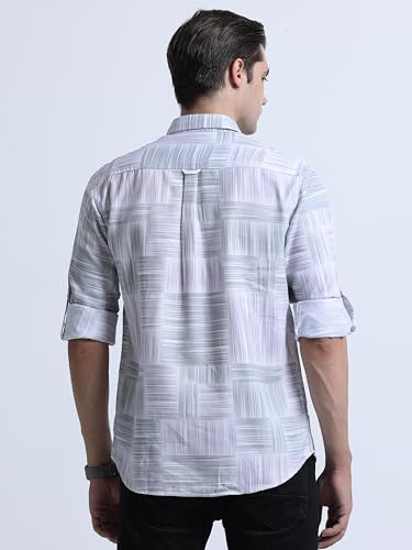 Image of COOL COLORS Men's Cotton Twill Slim Fit Printed Shirt Full Sleeve Shirt for Formal & Casual Wear Shirt for Men