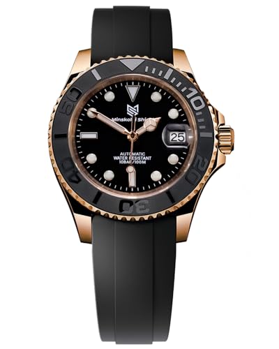 Minskolei Shield Men Automatic Watch NH35 Movement Fashion Rose Gold Stainless Steel 40MM Sapphire...