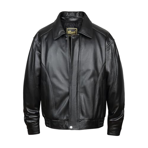 REED Men's American Style Bomber Genuine Leather Jacket2