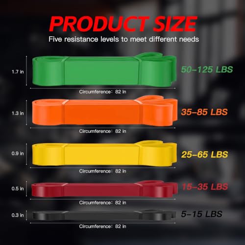 Image of Pull Up Bands, Resistance Bands Set, Exercise Workout Bands for Men & Women, Ideal for Body Stretching, Physical Therapy and Muscle Training