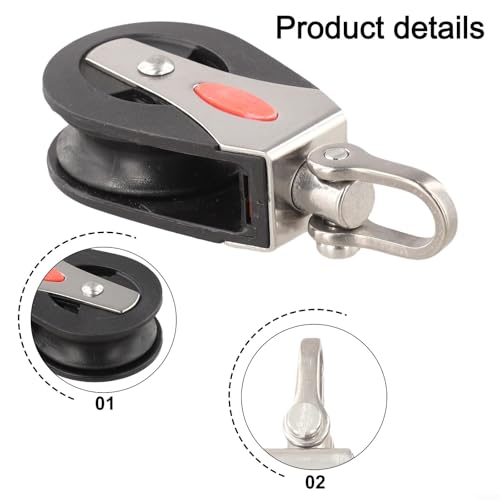Bloque de polea de nailon pesado – 2 poleas giratorias de polea única para uso marino e industrial, sistema de elevación fuerte y perfecto para elevación y aparejo