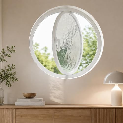 HEOTJUUQ 360° Rotating Round Window with Water Ripple Glass