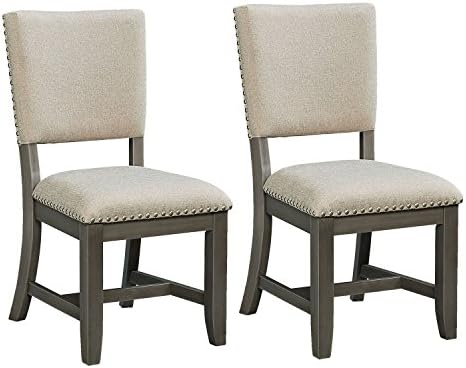 Standard Furniture Omaha 2-Pack Upholstered Leg Dining Side Chair, Grey