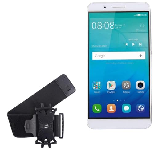 BoxWave Holster Compatible with Huawei Honor 7i - ActiveStretch Sport Armband, Adjustable Armband for Workout and Running - Jet Black