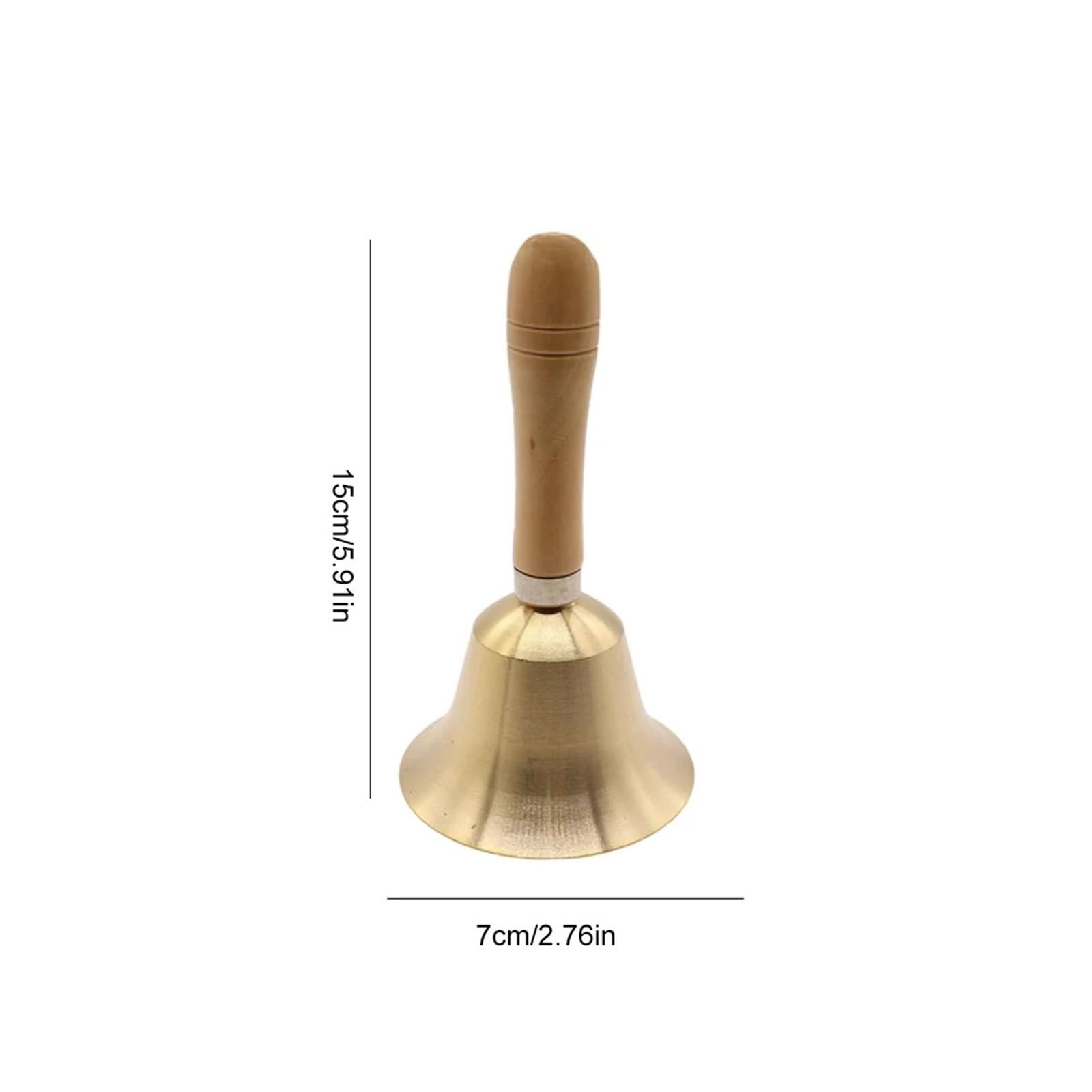 Campana de Mano Metal Campanas de 7CM con mango madera | Campana de entrenamiento portátil multiusos for servicio y juego.