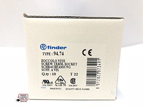 FINDER 94.74 RELAY SOCKET ASSEMBLY, 10A, 250VAC, 4CO-4PDT LOT OF 10