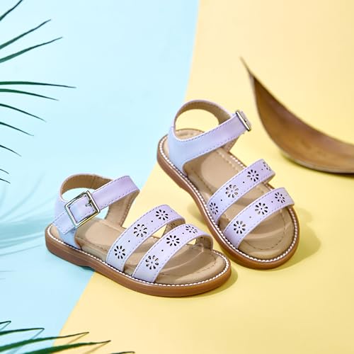 Image of Kolan Toddler Girl Sandals Open Toe Flat Princess Dress Shoes Little Kids