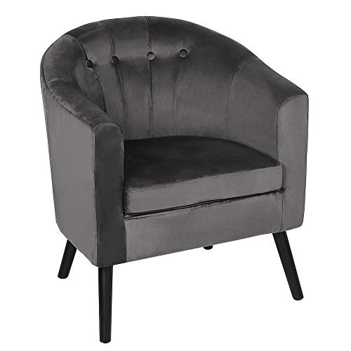 MAYMA Fauteuil Crapaud en Tissu de Lin - Petit Canapé Scandinave de Salon Avec Accoudoirs et Dossier Rembourrée Épaisse - Pour 1 Personne