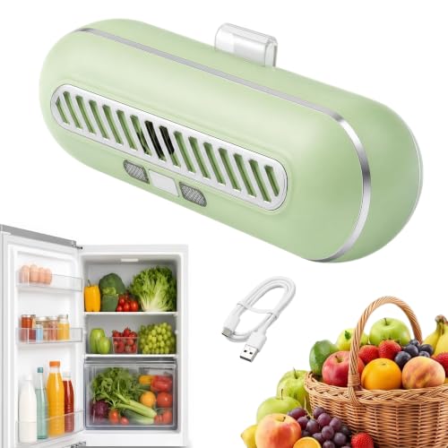 JUXINE Kühlschrank Desodorierer, Filterlos, Wiederaufladbar, Dual-Reinigungsmodus, 97% Geruchsentfernung, für Kühlschrank und Gefrierschrank