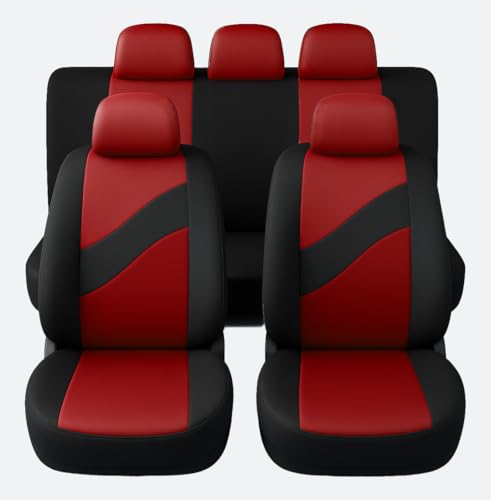 Susy Shop Housses de siège de voiture universelles LS08 | Kit avant et arrière confortable respirant | Housses de protection pour sièges utilitaires moyens et petits | Non SUV (rouge)