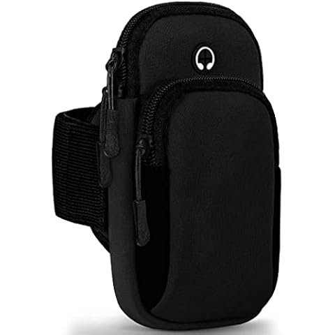 ONEFLOW Premium Sports Armband Mobile Phone Armband for Jogging Compatible with Samsung Galaxy A33 5G Running Case Smartphone Arm Case Soft 2 Compartments Sports Mobile Phone Holder Arm Black Cover