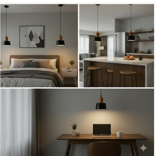 Image of Ceiling Hanging Light Antique Golden Black Pendant for Dining Table, Living Room, Bedroom, Restaurants, Offices, Cafes, Hotels. 9 Watts LED Bulb Included (Antique Golden Black)