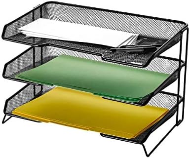 Rolodex Mesh Collection Stacking Sorter, 3-Section, Desk Tray, Standard Packaging