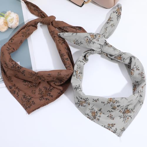 2pcs Triangle Head Kerchief for Women's Hair Floral Hair Scarf, Bandanas for Women, Triangle Head Scarf Tie-Back Boho Hairs Scarves Kerchief for Girls Women3