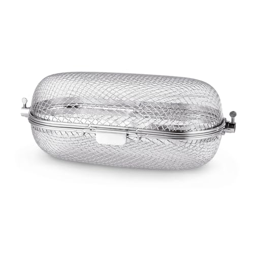 Apromise Rotisserie Basket Grill Accessory - 64000 Stainless Steel Rotisserie Basket Fits for Most Spit Rods of Grills Rotisserie