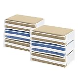 Whitmor Zippered Sweater Bag - Stackable Breathable Storage Bags Individual Clothing Organizer for Clothes, Bedsheets, Pillows - Set of 6 (14'L x 12'W x 3'H Clear)