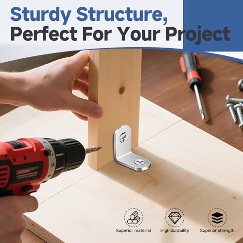Image of 40PCS L Bracket Corner Brace Set, Stainless Steel Corner Bracket