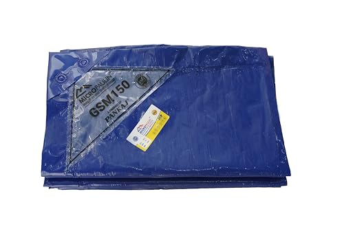 Image of Multilayer Premium 120GSM Waterproof Tarpaulin for Outdoor Roofing, Green House Covering, Fumigation Covering, Truck Covering etc (Blue, 24X18)