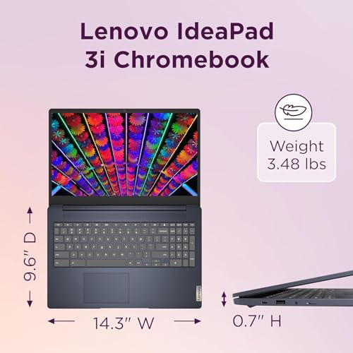 Image of Lenovo Chromebook 15.6 inchFHD Laptop, Intel Dual Core N4500, 8GB RAM, 128GB Storage (64GB eMMC+64GB SD Card), Business & Students Laptop, Anti-Glare, HDMI, USB, Webcam, WiFi 6, Bluetooth, Chrome OS, Blue