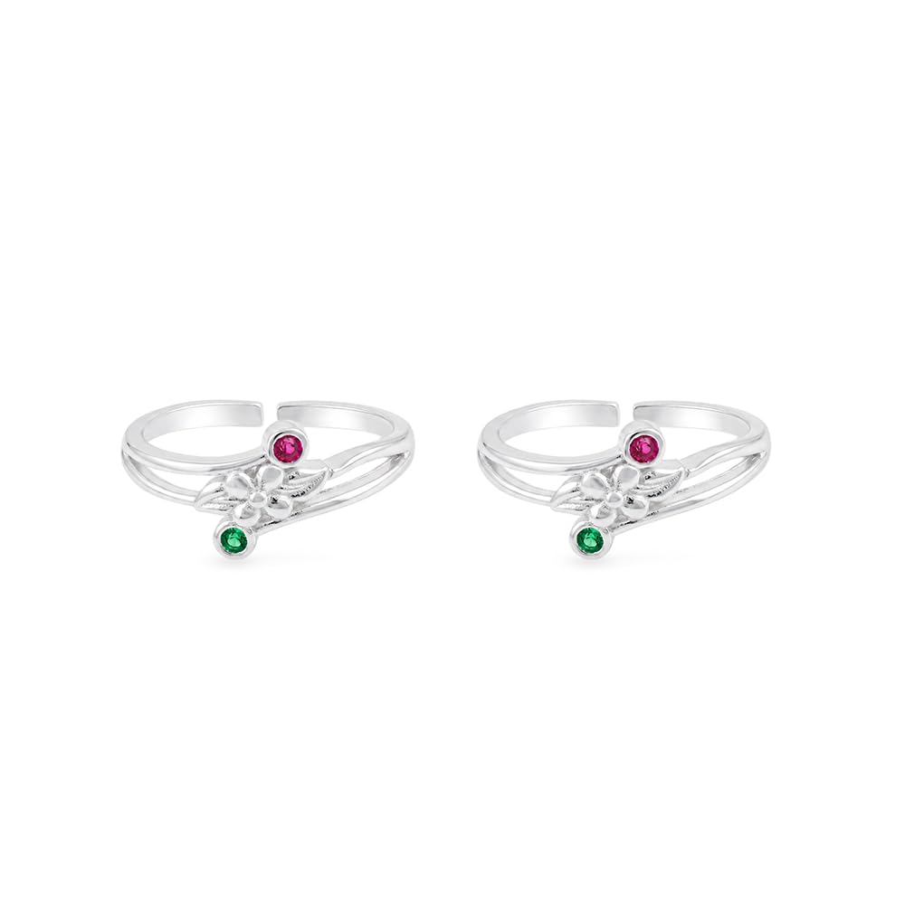 Pure 925 Silver Floral Leaf Toe Rings for Women-image-14