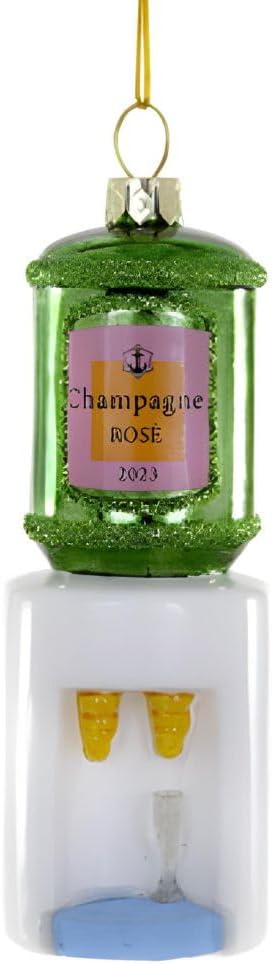 Cody Foster & Co Rosé Wine Cooler Ornament, Glittery Green, Vintage-Inspired, Glass, 5"