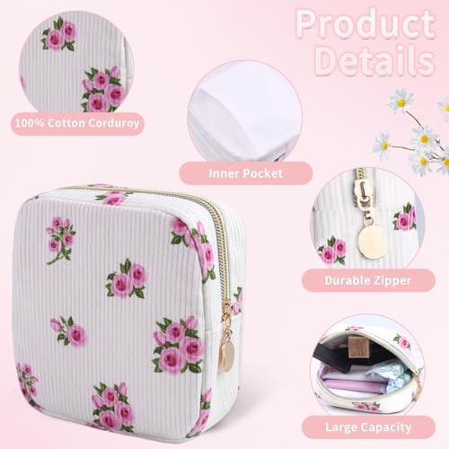 Image of 2-Pack Period Bag for Women Girls, Portable Corduroy Sanitary Napkin Storage Bag Period Pouch Small Discreet Menstrual Pouch, Sanitary Pads Bag Period Kits Tampons Holder for First Period