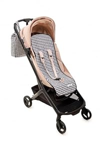 Mi Bollito - Colchoneta silla de paseo universal - Estilo Vichy acolchada y transpirable - 100% algodón - Compatible con todos los carros de bebé - Fabricado en España. (Negro)