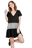 Umgee Women's Animal & Ruffle Tiered Mini Dress (Medium, Black)
