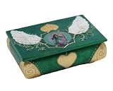 Gilded Archangel Raphael Casket in Green Gold, Jewelry Box with Angel of Healing and Wings, Home or