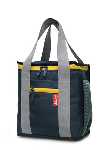 Image of Sfane Blue Insulated Navy Blue 9.50 inches Lunch Bag - Compact, Easy Wash, Smooth Zipper & Lightweight - Tote Bag & Container, Tiffin Bag for Men, Women, Adults (1000 Milliliter)