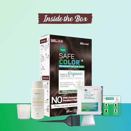 Image of Vegetal Safe Color Dark Brown 3.0, 70ml. (Pack of 2) Permanent Gel Hair Colour, Organic Herbs Blend, Chemical-Free, 100% Grey Coverage