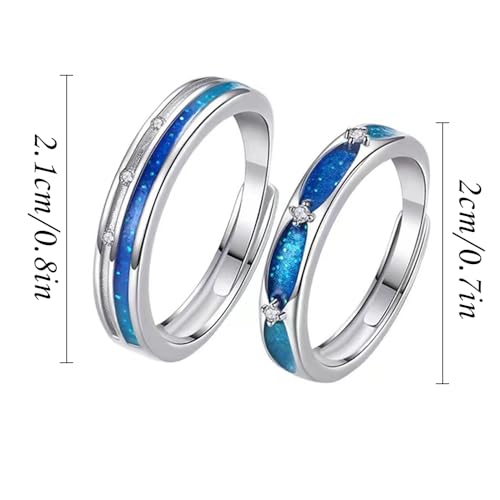 Matching Rings for Couples - Romantic Heart Design | Adjustable Hypoallergenic Wedding Bands Engagement Ring Sets for Him and Her Valentine's Day Gifts3