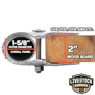 Horse Panel Clamps for Wood Boards – Fit 1-5/8" Livestock Corral Panels, Heavy-Duty Galvanized, Attach Lumber to Horse Stalls & Round Pens, 8-Pack