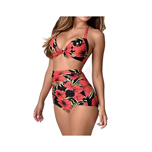 Large Size Swimsuit Split Bikini Summer Print Two-Piece Beach Swimwear Swimwear Women Colorful Swimwear Red