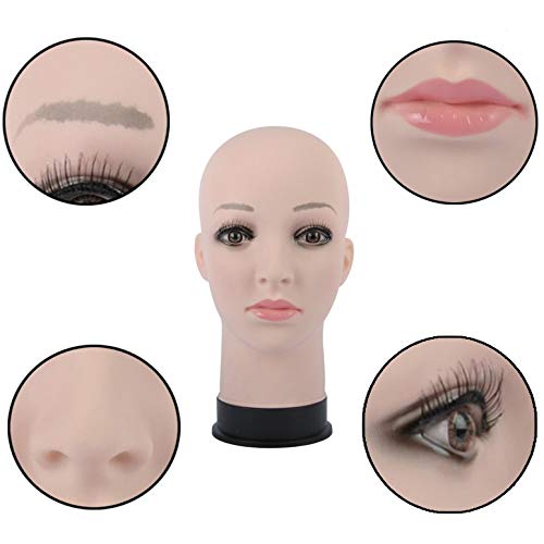 Bhd Beauty Bald Mannequin Head Beige Female Professional Cosmetology For Wig Making, Display Wigs, Eyeglasses, Hairs With T Pins 22" #TOP6