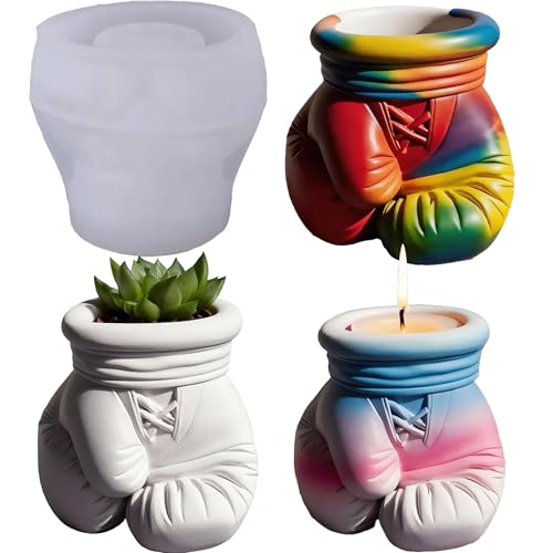 QUDYNZAL 1Pc 3D Boxing Glove Silicone Mold Unique Sports Epoxy Resin Mold for Concrete Casting Succulent Planters, Candle Holders, Desk Pen Cups & DIY Craft Home Decor Handmade Gifts Flexible by QUDYNZAL - Used condition - US$10.19