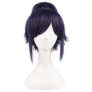 MapofBeauty 12 Pulgada /30 cm Corto Cosplay Peluca (Azul/Negro y rojo)