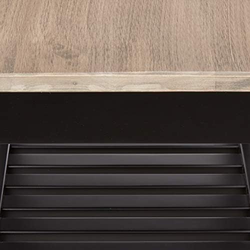 Amazon Basics Multifunction Rolling Kitchen Trolley Island with Open Shelves - Reclaimed Grey and Black