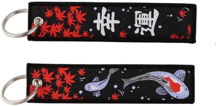 DSSTOF 2 Pack KOI FISH Jet Tag 1 Black 1 White JDM Keychain