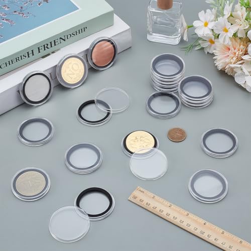 FINGERINSPIRE 20 cápsulas para monedas 1.5 pulg con anillo negro miniatura 4
