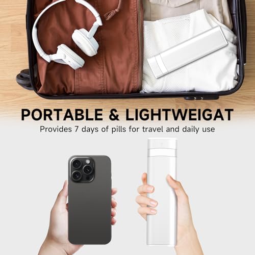 Image of Betife Travel Pill Organizer Weekly 7 Day, Compact Daily Pill Box, Portable Medicine Case, Cute Pill Holder for Vitamins Supplements, Drawer-Shaped Pills Organizer (Pearl White)
