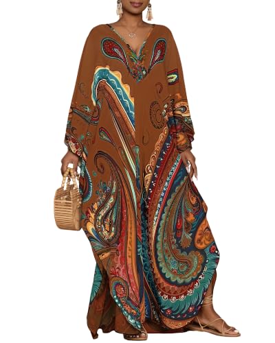 Image of Bsubseach Moo Moos for Women Batwing Sleeve Kaftan Dresses with Pockets