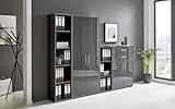 BMG Möbel Aktenschrank Office Edition Set 22, Büroschrank abschließbar mit Metallgriffen Made in Germany (Anthrazit/Anthrazit Hochglanz)
