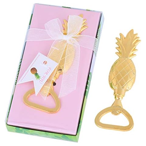 PARTYGOGO Pack of 12 Gold Pineapple Beer Bottle Opener for Baby Shower Bridal Shower Favors Wedding Favors Birthday Party Decoration Supplies Party Table Decor with Gift Box (Gold Pineapple, 12) Cover