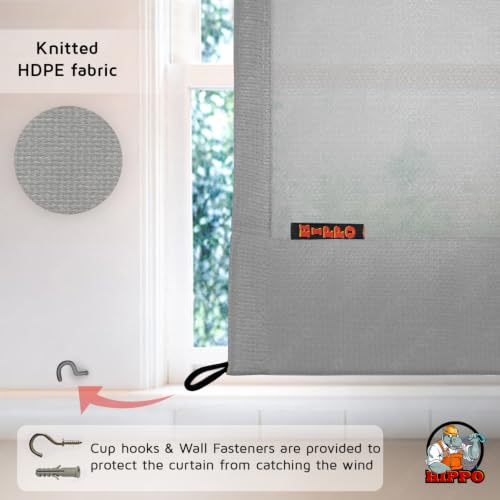 Image of HIPPO 150 GSM Outdoor Sun Blocking Balcony Eyelet /Grommet CurtainsCurtains Sun & UV Protection, Light Filtering Window Curtain (Grey, 4.5FTX8FT, 1PC)