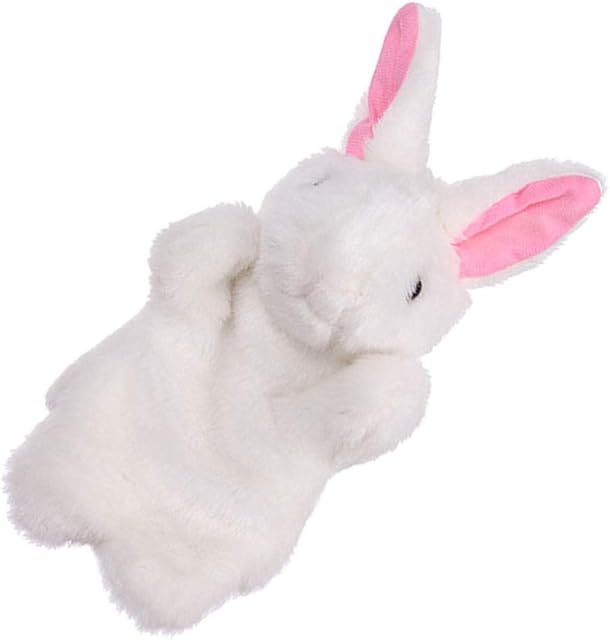 Tomaibaby Bunny Hand Puppet Role Play Puppets Stuffed Rabbit Hand Puppet Easter Plush Animal Toys for Party Favor (White)