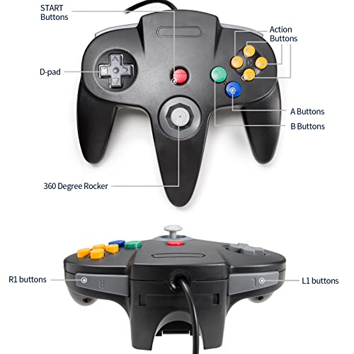 Gamepad retro con cable para consola de videojuegos clásica, paquete de 2