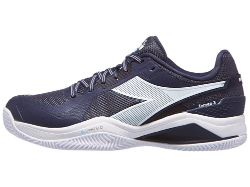 Diadora Men's Blushield Torneo 3 Clay Tennis Shoes Blue Corsair and White