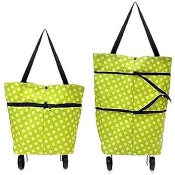 Shopping Trolley Bag with Wheels - Easy to Carry - Traveling Bag - Lightweight Shopping Trolley Bag - Wheel Folding Travel Luggage Bag - Vegetable Grocery Bag - Luggage Trolley (Foldable).
